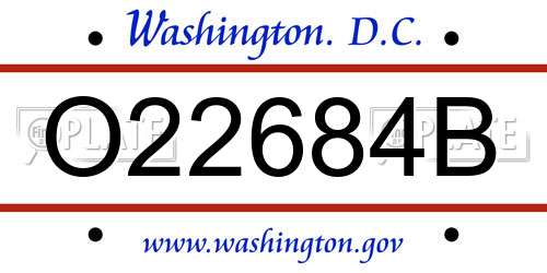 O22684B District Of Columbia License Plate