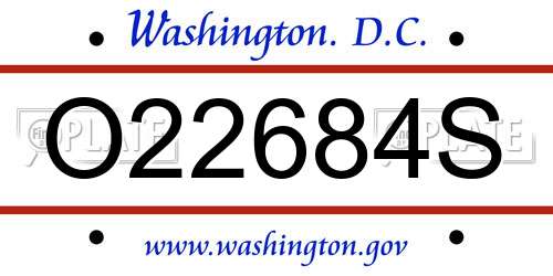 O22684S District Of Columbia License Plate