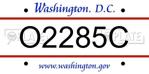 O2285C District Of Columbia License Plate