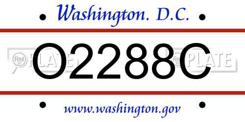 O2288C District Of Columbia License Plate