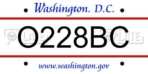 O228BC District Of Columbia License Plate