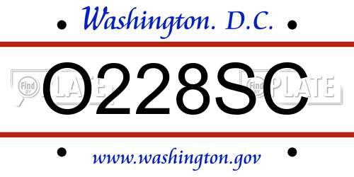 O228SC District Of Columbia License Plate