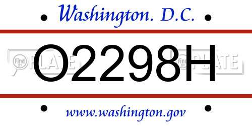 O2298H District Of Columbia License Plate