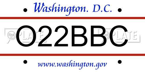 O22BBC District Of Columbia License Plate
