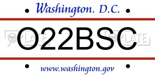 O22BSC District Of Columbia License Plate