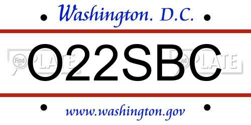 O22SBC District Of Columbia License Plate