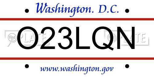 O23LQN District Of Columbia License Plate