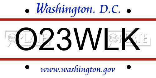 O23WLK District Of Columbia License Plate