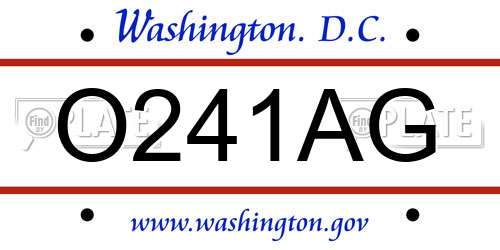 O241AG District Of Columbia License Plate