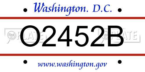 O2452B District Of Columbia License Plate