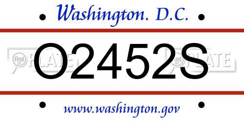 O2452S District Of Columbia License Plate