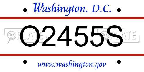 O2455S District Of Columbia License Plate