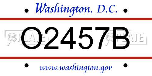 O2457B District Of Columbia License Plate