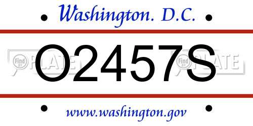 O2457S District Of Columbia License Plate