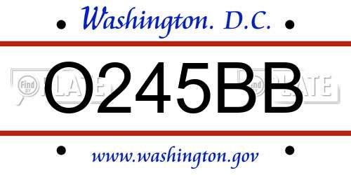 O245BB District Of Columbia License Plate