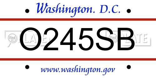 O245SB District Of Columbia License Plate