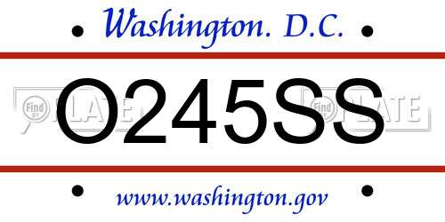 O245SS District Of Columbia License Plate