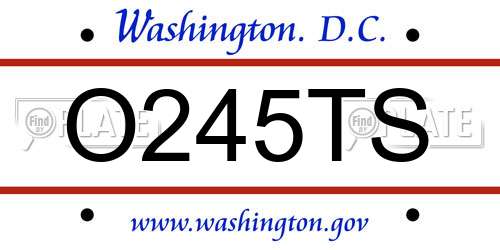 O245TS District Of Columbia License Plate
