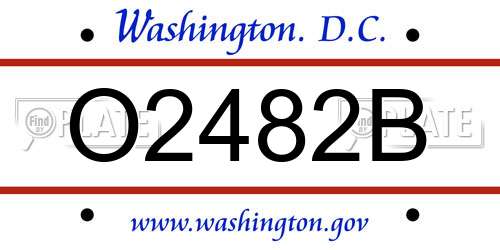 O2482B District Of Columbia License Plate