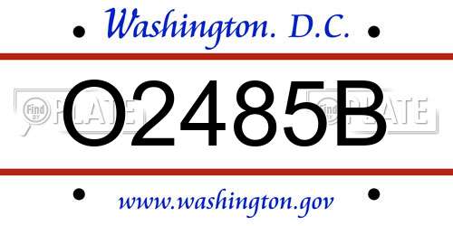 O2485B District Of Columbia License Plate