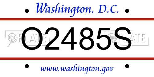 O2485S District Of Columbia License Plate
