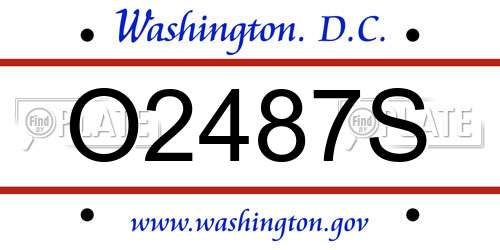 O2487S District Of Columbia License Plate