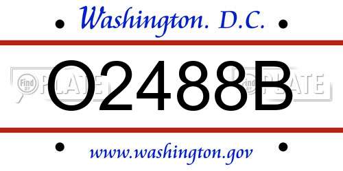O2488B District Of Columbia License Plate