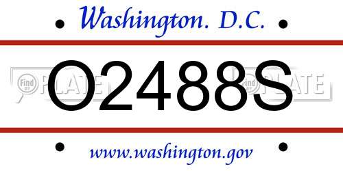 O2488S District Of Columbia License Plate