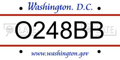 O248BB District Of Columbia License Plate
