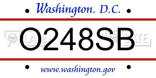 O248SB District Of Columbia License Plate