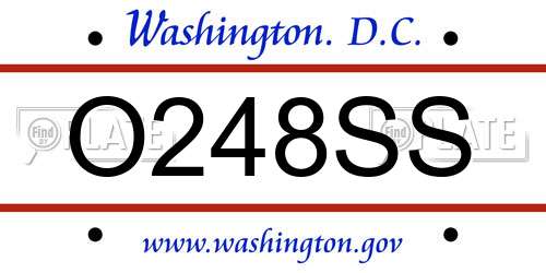 O248SS District Of Columbia License Plate