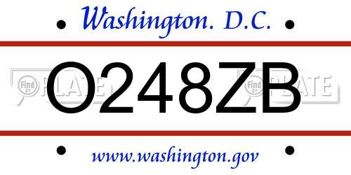 O248ZB District Of Columbia License Plate