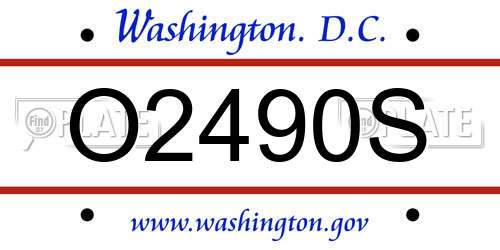 O2490S District Of Columbia License Plate