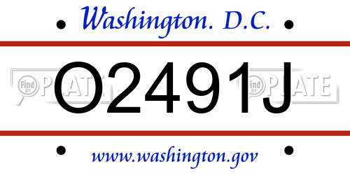 O2491J District Of Columbia License Plate