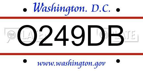 O249DB District Of Columbia License Plate