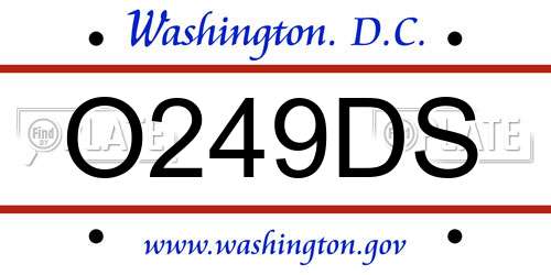 O249DS District Of Columbia License Plate