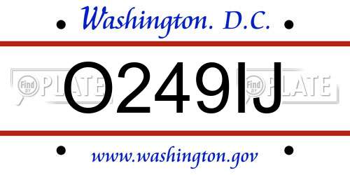 O249IJ District Of Columbia License Plate