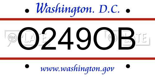 O249OB District Of Columbia License Plate