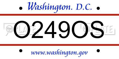 O249OS District Of Columbia License Plate