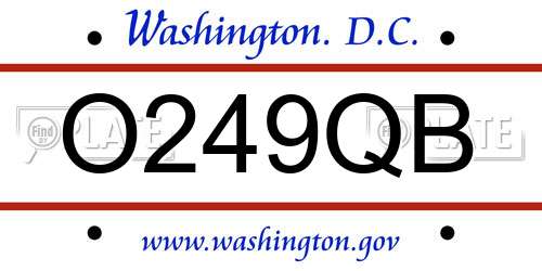 O249QB District Of Columbia License Plate