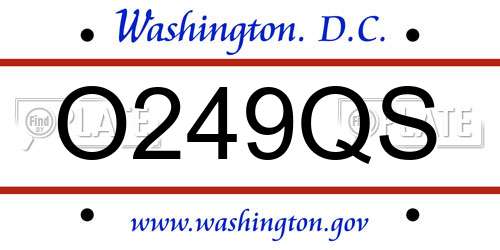 O249QS District Of Columbia License Plate