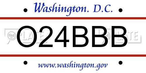 O24BBB District Of Columbia License Plate