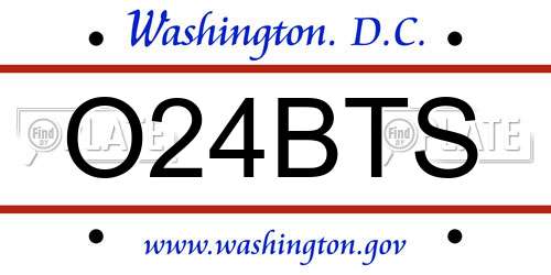 O24BTS District Of Columbia License Plate