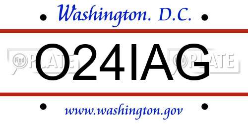 O24IAG District Of Columbia License Plate