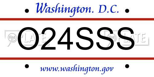 O24SSS District Of Columbia License Plate