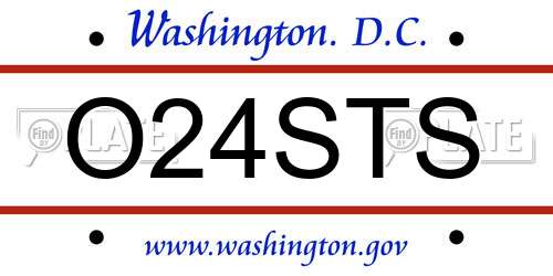 O24STS District Of Columbia License Plate