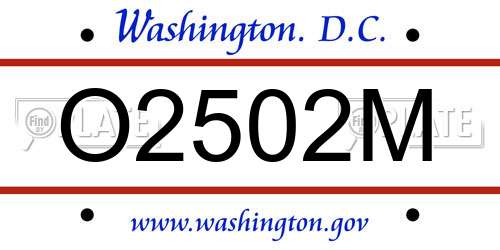 O2502M District Of Columbia License Plate
