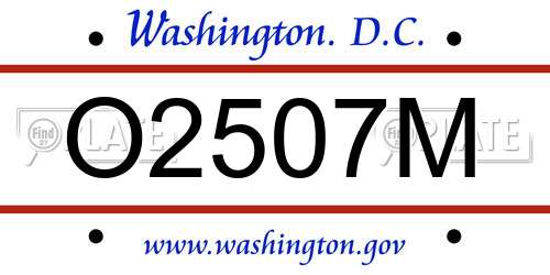 O2507M District Of Columbia License Plate