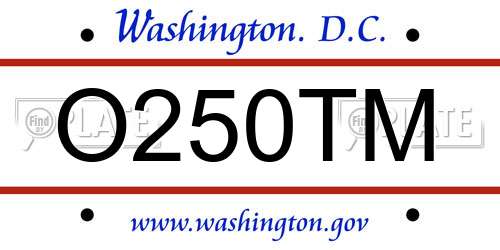 O250TM District Of Columbia License Plate