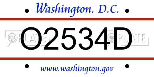 O2534D District Of Columbia License Plate